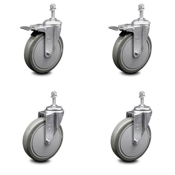 Service Caster 6 Inch Gray Polyurethane Swivel 10mm Stem Caster Total Lock Brake SCC, 2PK SCC-TSTTL20S614-PPUB-M1015-2-S-2 - main